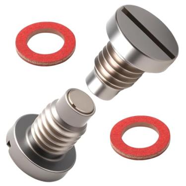 Imagem de 2 pacotes 90340-08002 Kit de plugue de parafuso reto de escape para Yamaha parafusos magnéticos de aço inoxidável externo com juntas para peças de motor de popa