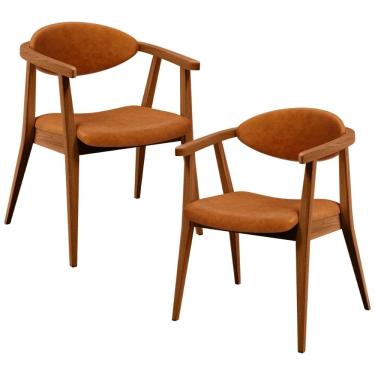 Imagem de Kit 02 Poltronas Decorativa Para Sala de Estar Cecília L02 Couríssimo Canela - Lyam Decor