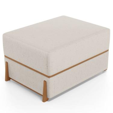Imagem de Puff Decorativo Retangular Para Sala de Estar Domus L02 Linho Cru - Lyam Decor