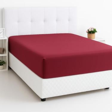 Imagem de 2 Lençóis De Cama Casal Padrão Avulso Com Elástico 170 Fios (Vermelho)