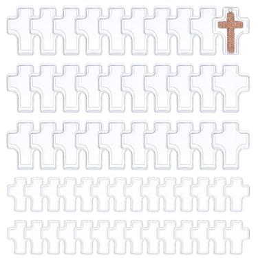 Imagem de SUPERFINDINGS 60 peças, 2 tamanhos, rosário, caixa de lembrancinha transparente em forma de cruz, mini caixa de joias portátil de plástico crucifixo para igreja funerária, organizador de crucifixo