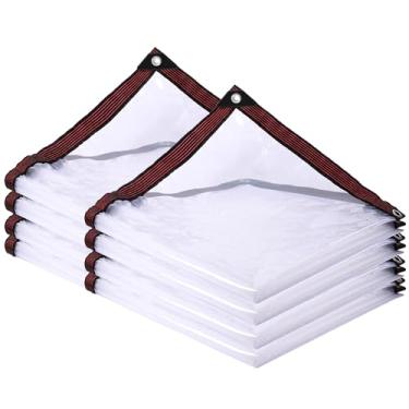 Imagem de Lona transparente impermeável com ilhós, 10 x 12 - 2 peças, capa de lona de vinil de PVC resistente, lona transparente grande (pequena) para atividades ao ar livre/acampamento/planta/jardim/galinheiro