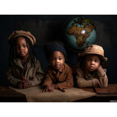 Imagem de YEEIFFD Afro-americanos negros coloridos 5D arte de diamante adulto, kits de pintura de arte de diamante DIY para decoração de tela 30,5 x 40,6 cm