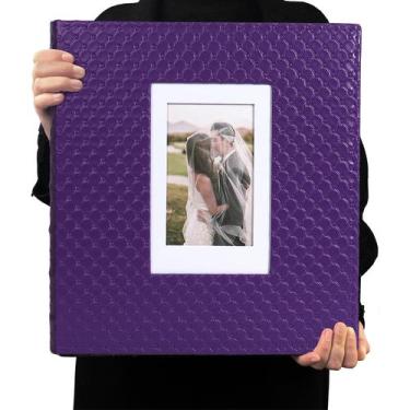 Imagem de Álbum de fotos RECUTMS 4x6 600 Fotos: couro roxo