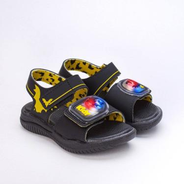 Imagem de Sandália Papete Infantil Kidy Led Morcego Preto e Amarelo