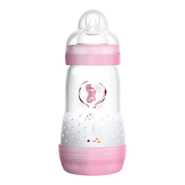 Imagem de MAM Garrafa anticólica Easy Start 265 g (1 unidade), essencial para bebês, mamadeiras de fluxo médio com bico de silicone, mamadeiras para bebês meninas, rosa