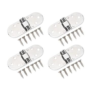 Imagem de Generic Dobradiças Dobráveis, à Prova de Ferrugem - Liga de Zinco 4 Abas de Alta Resistência de 180 Graus para Abas de Mesa de Centro para Janela de Máquina de Costura (Cromo brilhante)