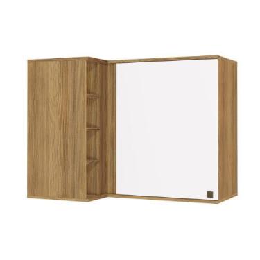 Imagem de Armário Aéreo De Canto Reto Celeste Mdf 1 Porta 4 Nichos - KAPPESBERG