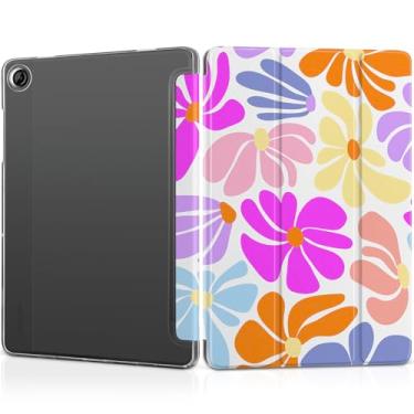 Imagem de DONGKE Capa para Samsung Galaxy Tab A9+/A9 Plus 27.9 cm 2023 (SM-X210/X216/X218), suporte fino, capa traseira translúcida, capa inteligente, despertar/hibernar automaticamente - floral retrô