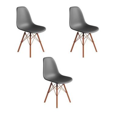 Imagem de Conjunto 3 Cadeiras Eames Estilo Moderno em Ferro Cobre com Assento Ci