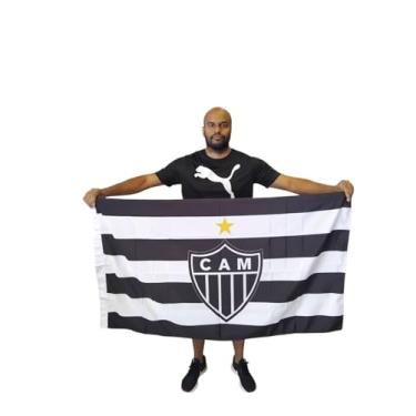 Imagem de Bandeira Atlético Mineiro Oficial Licenciada 1 Face 71 X1,28 (Branco e Preto, Único, Atlético Mineiro)