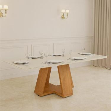 Imagem de Mesa de Jantar Retangular 160x80 Com Tampo de Vidro Temperado Pés Mode