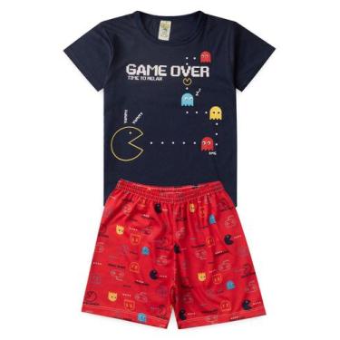 Imagem de Pijama Infantil Masculino Verão Game Over - Hey Kids Azul - HeyKids, A