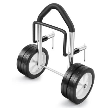 Imagem de FEIMIRE Barco de pesca e canoa Dolly, carrinho de transporte de barco de aço cromado resistente com rodas duplas, braçadeira ajustável (serve para travessas de até 7,6 cm de espessura) (alavanca sem