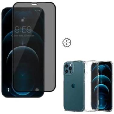 Imagem de Película De Vidro Privacidade 3D Anti Spy Tela Toda Para iPhone + Capa