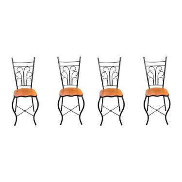 Imagem de Cadeira de Jantar Para Mesa de chá Conjunto com 4 Estilo Industrial Ru