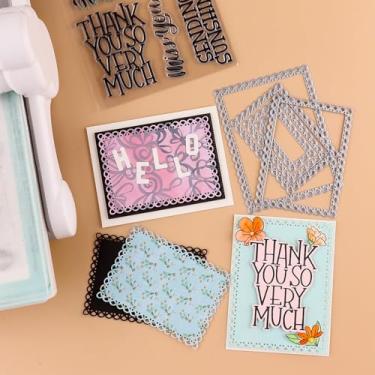 Imagem de Moldes de corte retangular de vieiras costuradas aninhadas para fazer cartões, faça você mesmo, scrapbooking, papel, artesanato, artesanato, moldes de metal, moldes para artes e decoração de álbum de