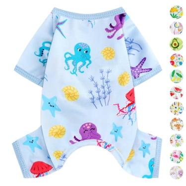 Imagem de Pijamas de cachorro roupas de verão para cães pequenos meninas - meninos - cães de tamanho pequeno, roupas macias e elásticas para filhotes de cachorro, macacão de gato, roupas fofas para animais de