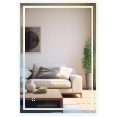 Imagem de Espelho Retangular Led Touch 3 Cores, Luxo 90x70cm, MR-BH006, Alira Home