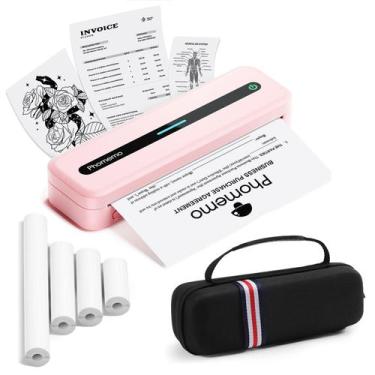 Imagem de Impressora portátil Phomemo M832 térmica sem tinta com estojo rosa