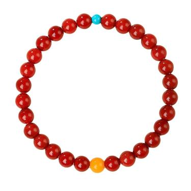 Imagem de Pulseira South Red Agate para mulheres, miçangas polidas naturais de 6 mm