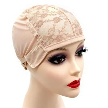 Imagem de Forawme Touca de peruca para fazer perucas com alça ajustável e tecelagem de cabelo elástica ajustável sem cola, touca de cúpula preta para peruca (loiro nude)