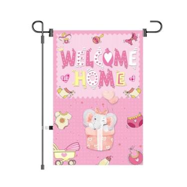 Imagem de Welcome Home Baby Girl Bandeira de jardim chá de bebê recém-nascido dupla face bandeira de casa de fazenda suprimentos para decoração de casa de fazenda suprimentos para casa gramado quintal ao ar