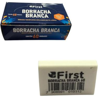 Imagem de Borracha Branca, Kit com 60 Unidades, Material Termoplástico TPR Atóxico, 3 x 2 x 0,5 cm, para Uso Escolar e Escritório