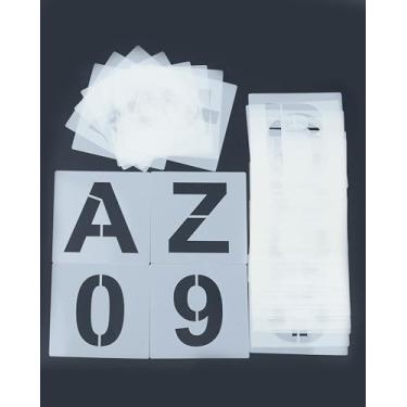 Imagem de Conjunto de 36 peças de estênceis de letras e números de 7,5 cm – Modelos de artesanato reutilizáveis para pintura em madeira, parede, tecido, rocha, placas e projetos de arte DIY