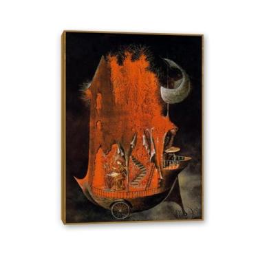 Imagem de Remedios Varo Home Decor The Emigrants Art Prints Canvas for Bedroom Living Remedios Varo Wall Decor Surrealism Wall Art Gift Framed Ready to Hang85x60cm (83.8x61.0 cm) Moldura dourada