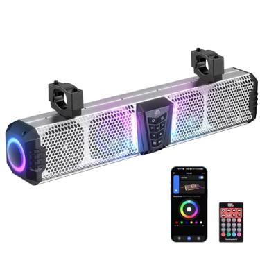 Imagem de KEMIMOTO 2025 Midnight SL60 66.0 cm UTV Sound Bar App Control, IPX5 Weatherproof Golf Cart Sound Bar, ATV Bluetooth Soundbar compatível com Polaris RZR Can-Am, serve para barra de rolo de 2,5-5 cm