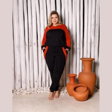 Imagem de Conjunto Inverno Blusa Manga Longa E Calça Joguer Plus Size - Rosana F