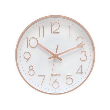 Imagem de Relógio de Parede Redondo Grande Rose Gold 30x30cm Quartz Silencioso M