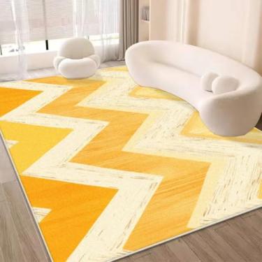 Imagem de Tapetes grandes amarelos abstratos para sala de estar, sofá de luxo, decoração de área, tapete para casa e quarto (200x250 cm)/JH0027-Flannel-2)
