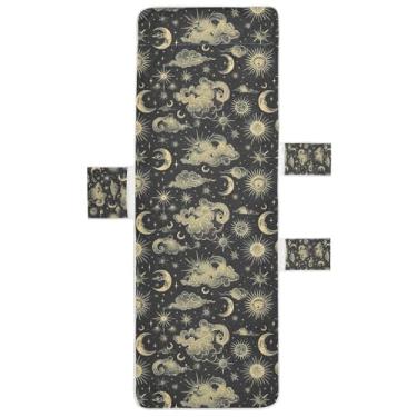 Imagem de STAYTOP Linda capa de toalha para espreguiçadeira de sol e lua, capa de espreguiçadeira macia, capas de cadeira de praia com bolsos para jardim ao ar livre, pátio, pátio, banhos de sol, gramado, 215 x