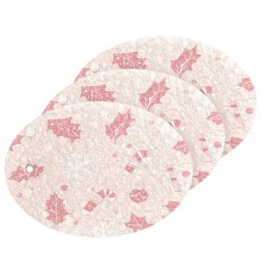 Imagem de Wassud Adorável esponja de polpa de madeira de folhas de azevinho para pratos, pacote com 3 esponjas de cozinha para limpeza, esfregão resistente para panelas antiaderentes pia banheiro, suprimentos