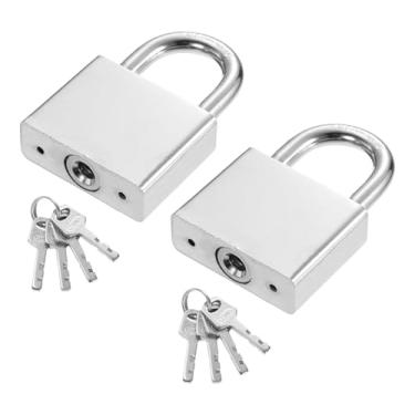 Imagem de PATIKIL Trava resistente de 48 mm, 2 peças de cadeado de alta segurança de aço de liga com 8 chaves para janela de porta de armazenamento de contêiner de transporte de armazém (H: 72 mm