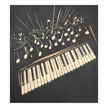 Imagem de Qilmy Piano Keys capa magnética para máquina de lavar louça, 58 x 66 cm, capa decorativa para geladeira para porta da frente, adesivo magnético, máquina de lavar, painel de geladeira, decalque para