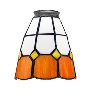 Imagem de Cúpula de abajur de 5 polegadas, estilo Tiffany, em vitral mediterrâneo, com encaixe para luminárias pendentes, de teto e de parede, na cor laranja.