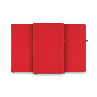 Imagem de Caderno de Anotações A6, Capa Dura em Material Sintético, Vermelho, 80 Folhas Pautadas, com Elástico e Suporte para Caneta, Capa em PU (14x9cm) (3, Vermelho)