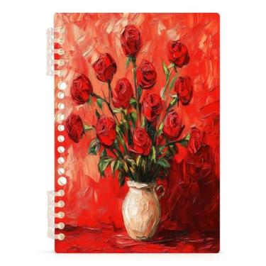 Imagem de Burbuja Caderno de vaso rosa, papel pautado universitário A5 com 60 folhas, fichário para escritório, 1 pacote