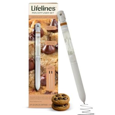 Imagem de Lifelines Conjunto de difusor de canetas, biscoito de chocolate – Caneta esferográfica preta de 1 mm com mistura de óleo essencial perfumado e 2 refis de tinta – Difusor de aromaterapia e aroma difuso