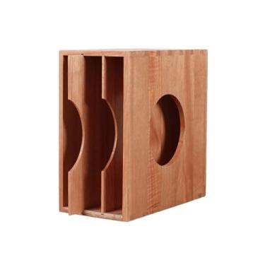 Imagem de Suporte para armazenamento de CDs Estante de mesa com três compartimentos para discos vinil, CDs e álbuns, em madeira, prateleiras deslizantes