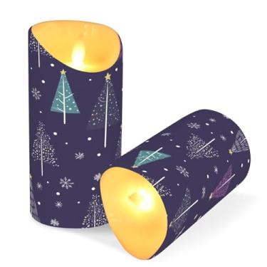 Imagem de ATTX Pacote com 2 velas de árvore de Natal sem chamas – 7,6 cm x 9,9 cm de LED com controle remoto e temporizador para casa, casamento, decoração de acampamento #146