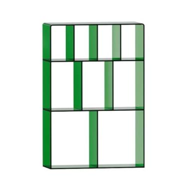 Imagem de Suporte para armazenamento de CDs Prateleira de chão com vários compartimentos para discos vinil, álbuns e livros em acrílico(Green)