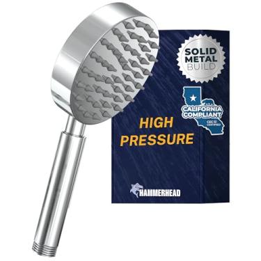 Imagem de HammerHead Showers® Chuveiro de mão ALL METAL - CHROME - Chuveiro de baixo fluxo 1,8 Varinha de spray de 10 cm, sem restrição de fluxo | Feito de aço inoxidável 304 com bicos de silicone