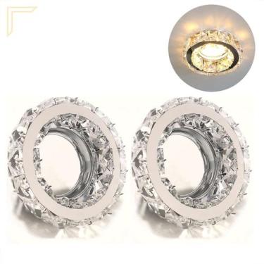 Imagem de 2 Spot De Cristal Embutir K9 Gesso Inox Redondo Mr16 Sala Lup70 - Acen