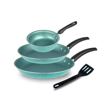 Imagem de Jogo de Frigideira Antiaderente 3 Peças Conjunto de Frigideiras para Cozinha com Espátula de Nylon (Verde menta)