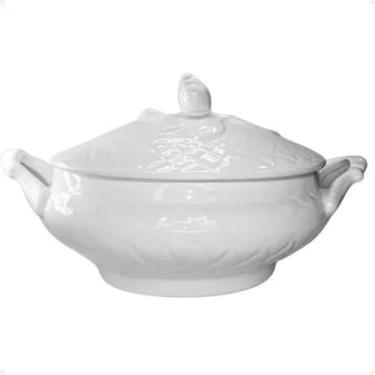 Imagem de Sopeira Oval Grande Com Alças E Tampa- Louça Porcelana Cozinha Sopas Caldo Feijoada cerâmica Tigela 3 Litros para Feijoada, Caldos e Churrasco Brasileiro(branco)