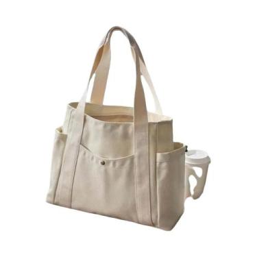 Imagem de Bolsa Tote De Lona De Grande Capacidade Para Trabalho, Estilo Universi